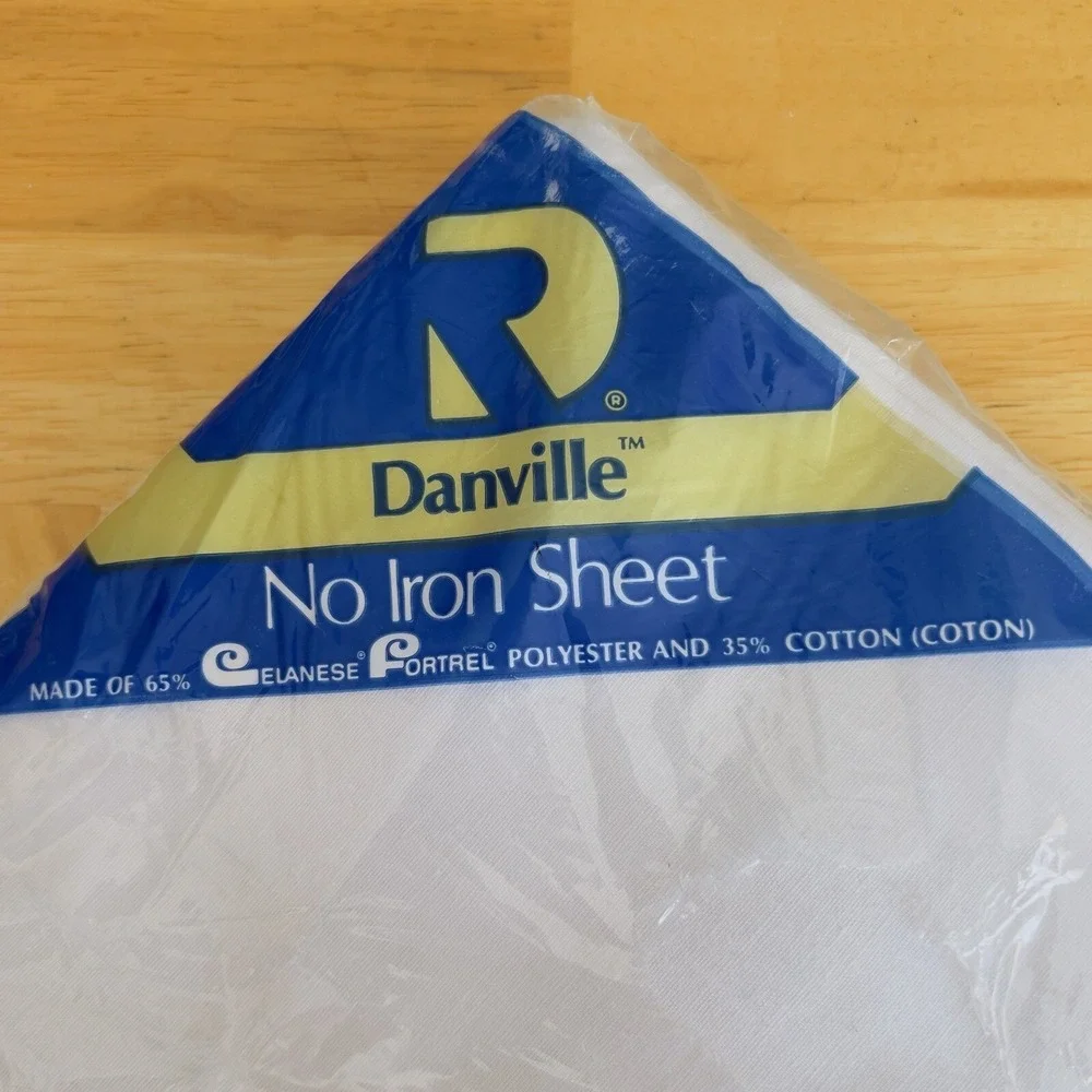 VTG 1970's Danville NOS No Iron Muslin White Twin Flat Sheet 66